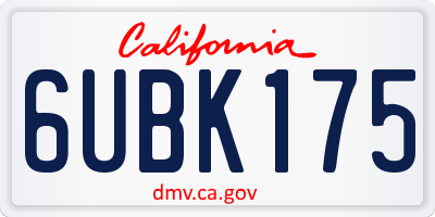 CA license plate 6UBK175