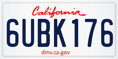 CA license plate 6UBK176