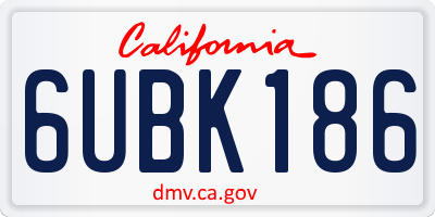 CA license plate 6UBK186