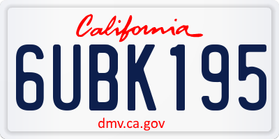 CA license plate 6UBK195
