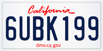 CA license plate 6UBK199