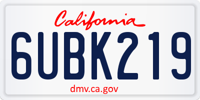 CA license plate 6UBK219
