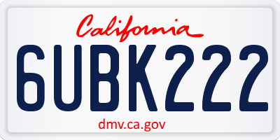 CA license plate 6UBK222