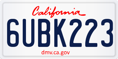 CA license plate 6UBK223
