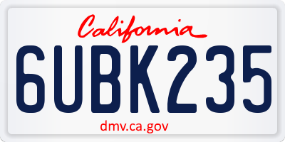 CA license plate 6UBK235