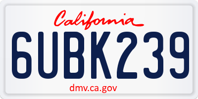 CA license plate 6UBK239
