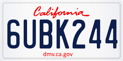CA license plate 6UBK244