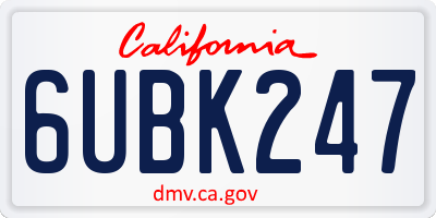 CA license plate 6UBK247