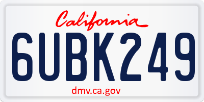 CA license plate 6UBK249