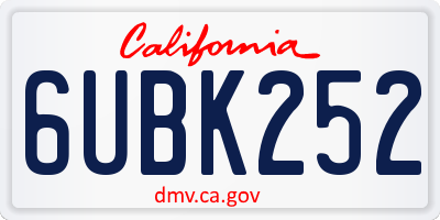 CA license plate 6UBK252