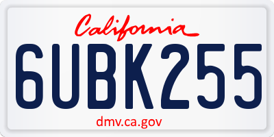 CA license plate 6UBK255