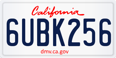 CA license plate 6UBK256
