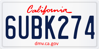 CA license plate 6UBK274