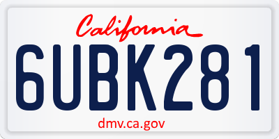 CA license plate 6UBK281