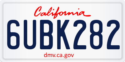 CA license plate 6UBK282