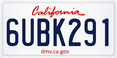 CA license plate 6UBK291