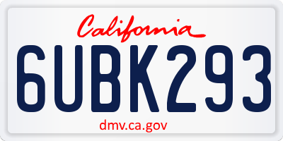 CA license plate 6UBK293