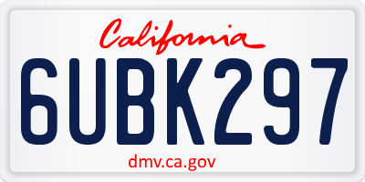 CA license plate 6UBK297
