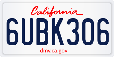 CA license plate 6UBK306