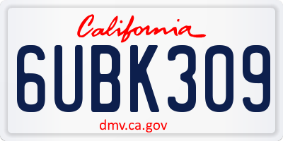 CA license plate 6UBK309