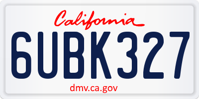 CA license plate 6UBK327