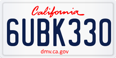 CA license plate 6UBK330