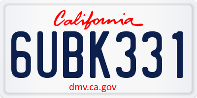 CA license plate 6UBK331