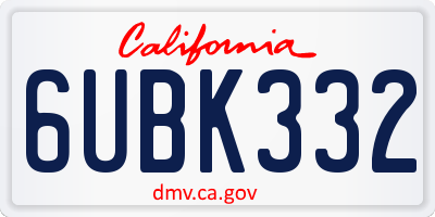 CA license plate 6UBK332