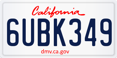 CA license plate 6UBK349