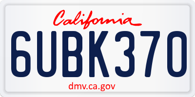 CA license plate 6UBK370