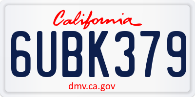 CA license plate 6UBK379