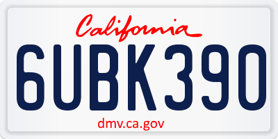 CA license plate 6UBK390