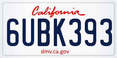 CA license plate 6UBK393