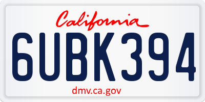 CA license plate 6UBK394