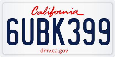CA license plate 6UBK399