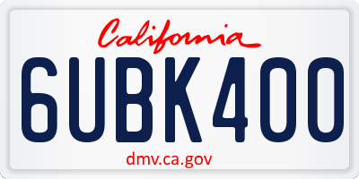 CA license plate 6UBK400