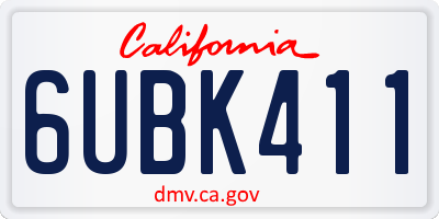 CA license plate 6UBK411