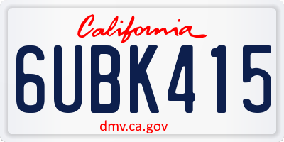 CA license plate 6UBK415