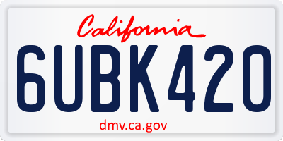 CA license plate 6UBK420