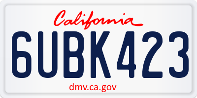 CA license plate 6UBK423
