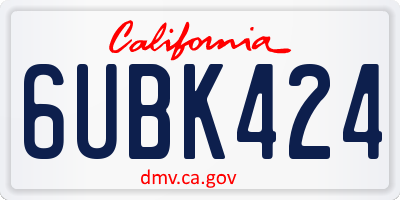 CA license plate 6UBK424