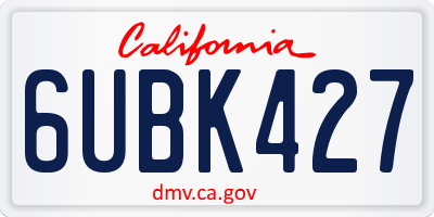 CA license plate 6UBK427