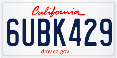 CA license plate 6UBK429