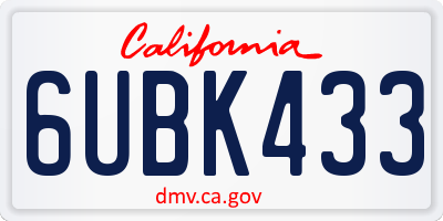 CA license plate 6UBK433