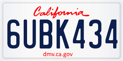 CA license plate 6UBK434