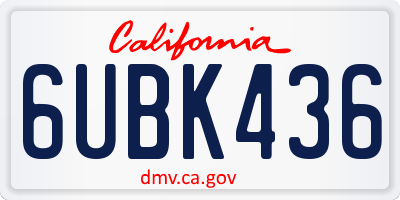 CA license plate 6UBK436