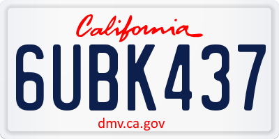CA license plate 6UBK437