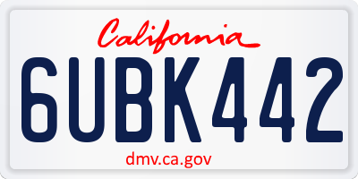 CA license plate 6UBK442