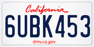 CA license plate 6UBK453