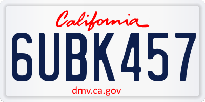 CA license plate 6UBK457